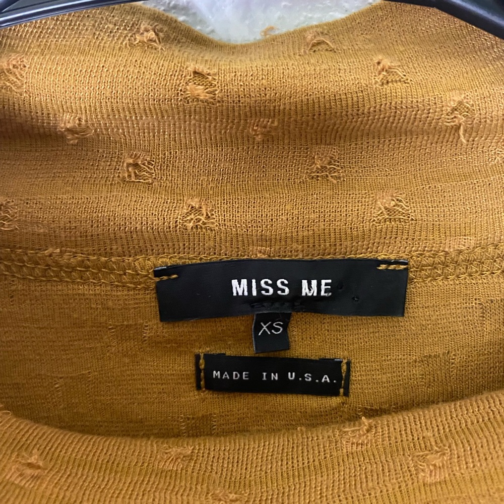 Miss Me oversized mustard yellow cowl neck tunic long sleep top - Picture 4 of 7